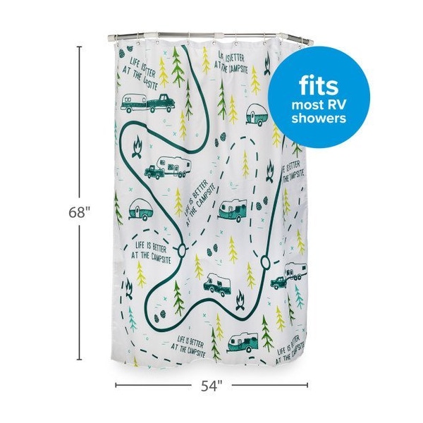 Camco LIFE IS BETTER AT THE CAMPSITE - SHOWER CURTAIN, MAP DESIGN 53245 - main
